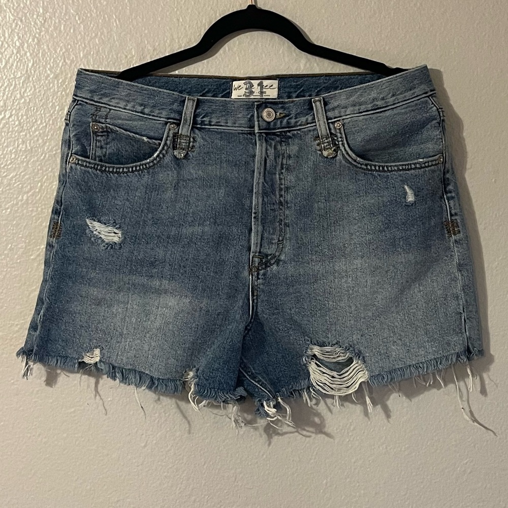 Free People We The Free Relaxed Distressed High Waisted Jean Shorts